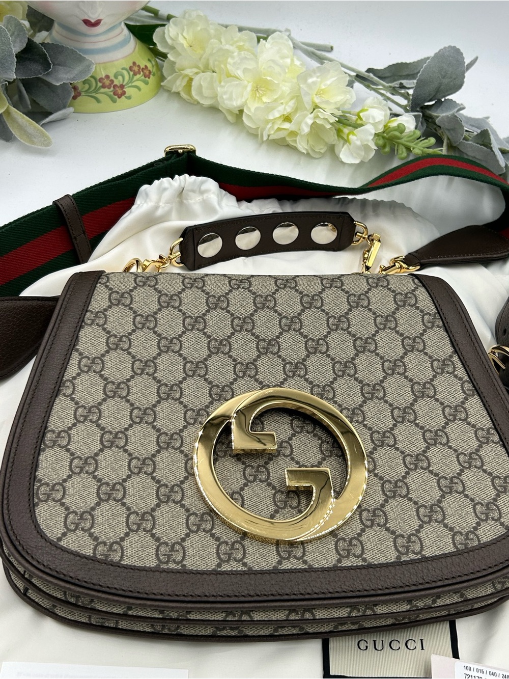 Women's Gucci Blondie iconic GG Supreme canvas shoulder Bag made in Italy - Picture 13 of 16